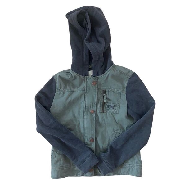 Abercrombie Kids Cotton Army Hooded Jacket Size 11/12 - Picture 1 of 8